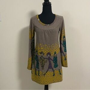 Aryeh Dress Women’s Size Small Art to wear LS Fashionista Print Sweater dress
